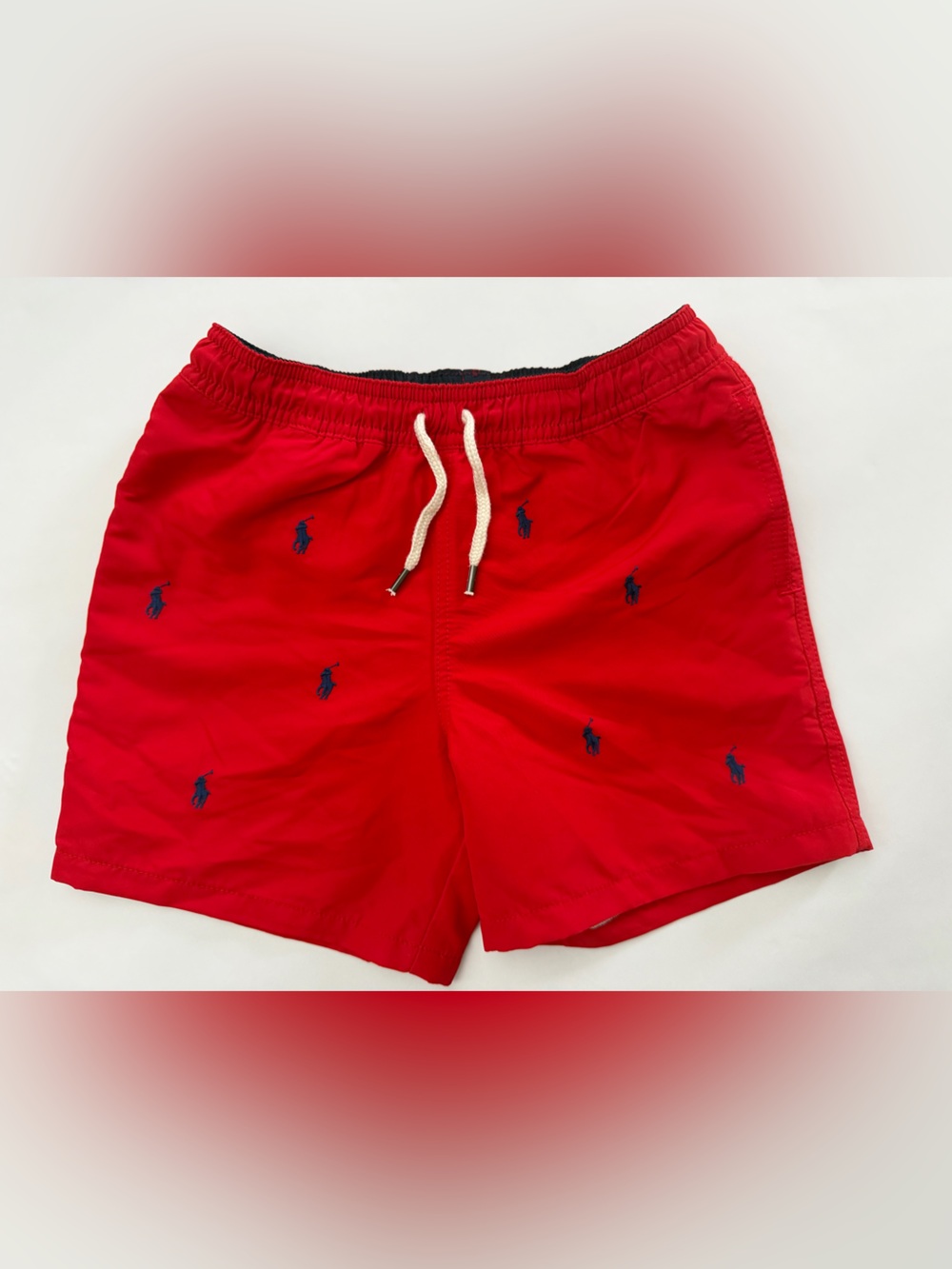 Polo by Ralph Lauren Youth Red Swim Shorts with Navy Pony Embroidery